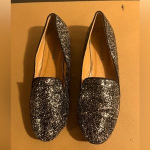 “Rampage” black with silver glitter loafers.